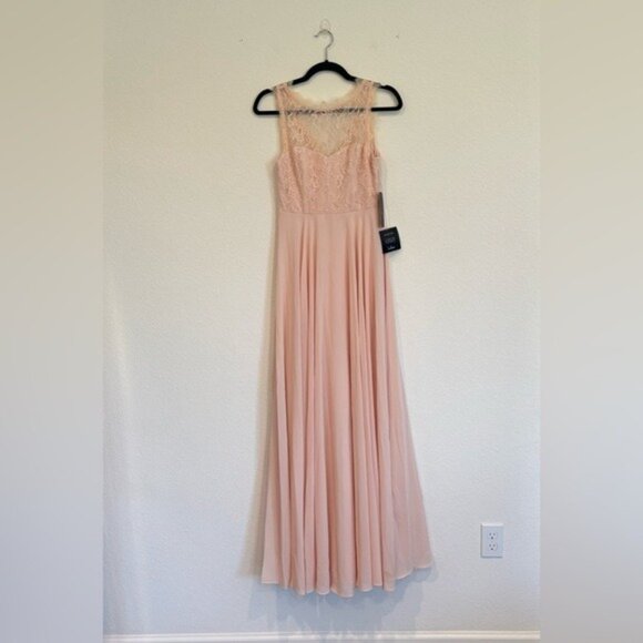 Lulus Size XS Divine Evening Blush Pink Lace Chiffon Maxi Dress NWT - Picture 4 of 10